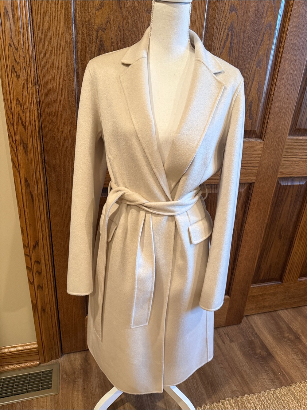 Quince Cream 100% Mongolian Cashmere Belted Trench Coat NWT